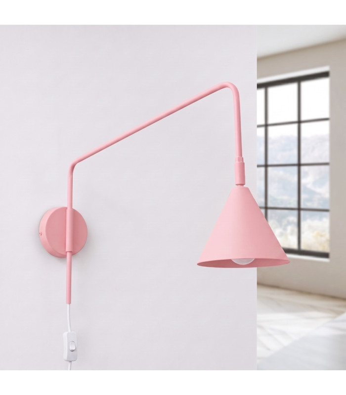 Nox Dome Wall Lamp Pink Plug In 1x E14 On/Off Switch-3