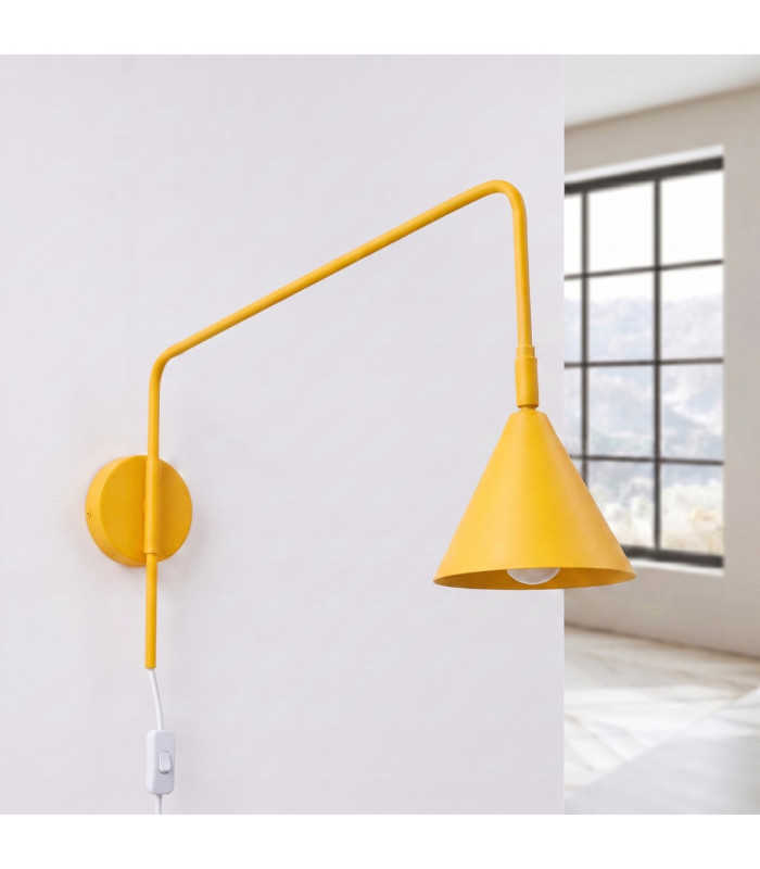 Nox Dome Wall Lamp Yellow Plug In 1x E14 On/Off Switch-3