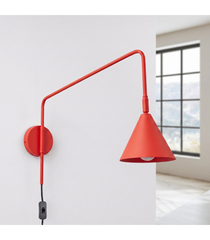 Nox Dome Wall Lamp Red Plug In 1x E14 On/Off Switch-3