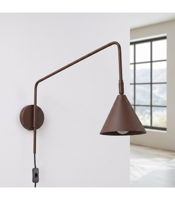 Nox Dome Wall Lamp Brown Plug In 1x E14 On/Off Switch-3