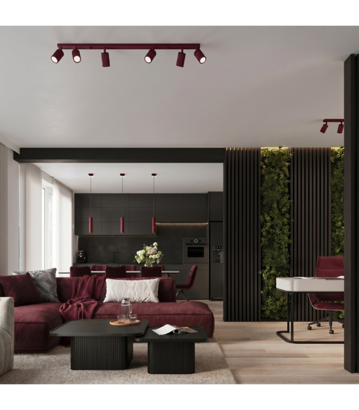 Karbon Bar Pendant Ceiling Light Burgundy 2x GU10-2