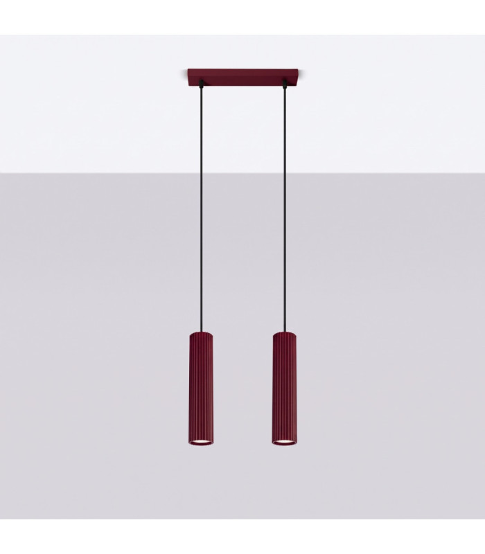 Karbon Bar Pendant Ceiling Light Burgundy 2x GU10-3