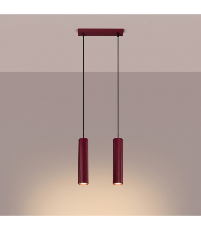 Karbon Bar Pendant Ceiling Light Burgundy 2x GU10-4