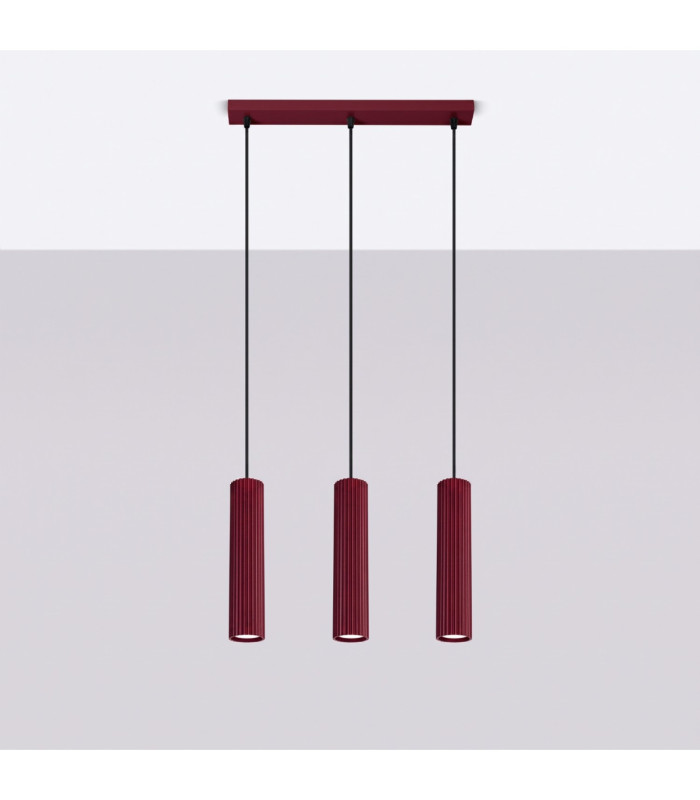 Karbon Bar Pendant Ceiling Light Burgundy 3x GU10-3