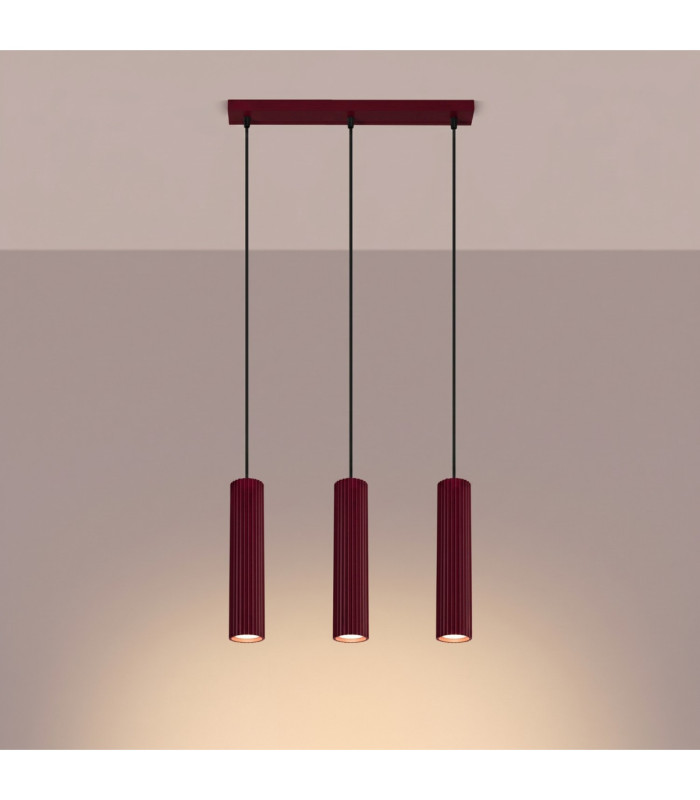 Karbon Bar Pendant Ceiling Light Burgundy 3x GU10-4