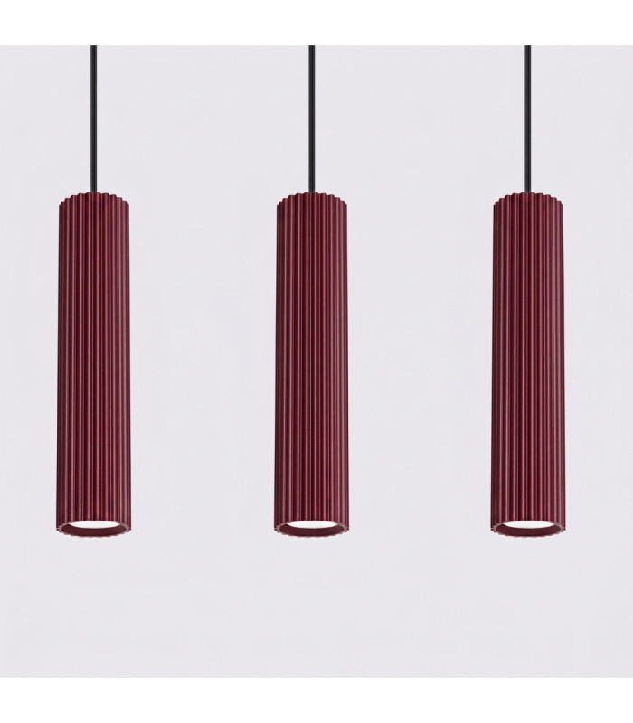 Karbon Bar Pendant Ceiling Light Burgundy 3x GU10-5