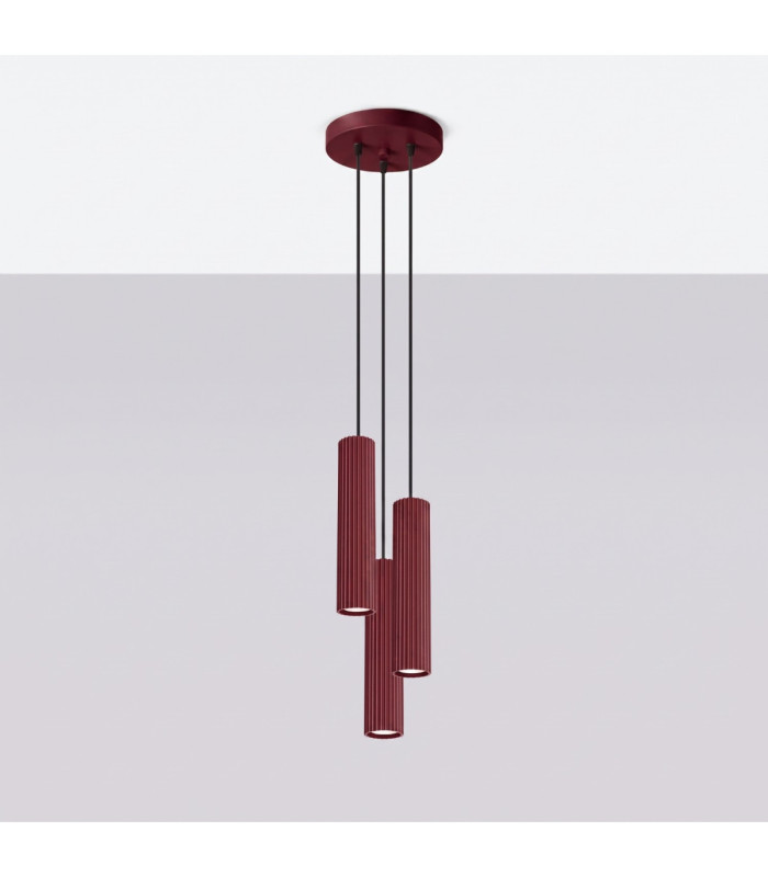 Karbon Cluster Pendant Ceiling Light Burgundy 3x GU10-3