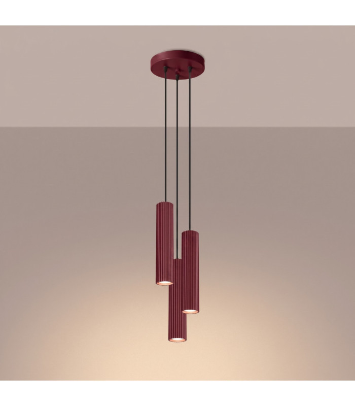 Karbon Cluster Pendant Ceiling Light Burgundy 3x GU10-4