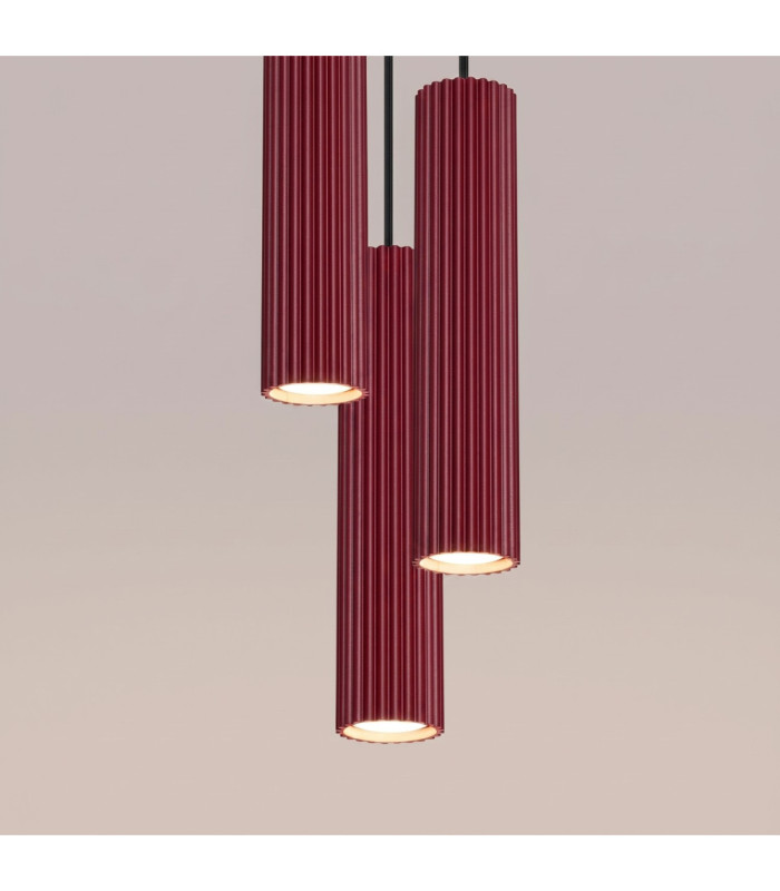 Karbon Cluster Pendant Ceiling Light Burgundy 3x GU10-6