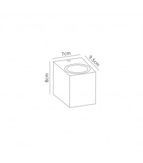 Square Wall Down Lamp, 1 x GU10, IP54, Sand White - 2