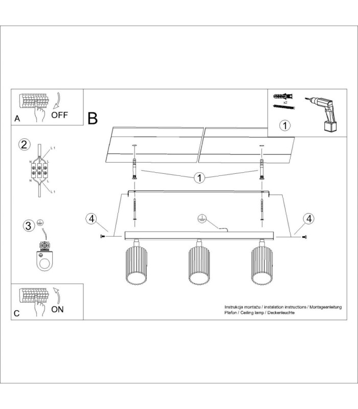 Karbon Ceiling Spotlight Bar Ultramarine 3x GU10-11