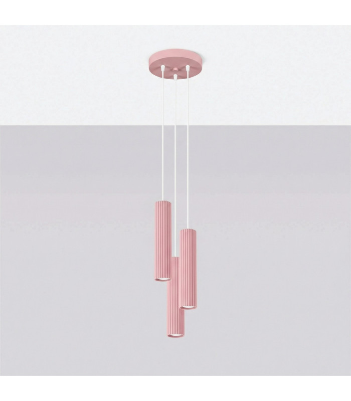 Karbon Cluster Pendant Ceiling Light Pink 3x GU10-3