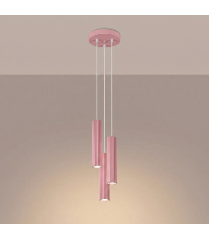 Karbon Cluster Pendant Ceiling Light Pink 3x GU10-4