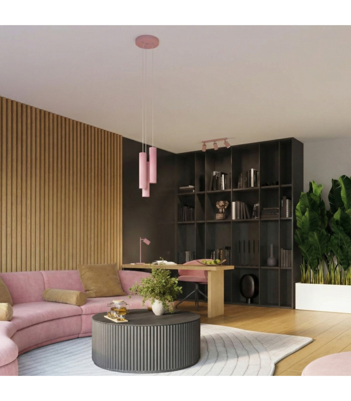 Karbon Cluster Pendant Ceiling Light Pink 3x GU10-13