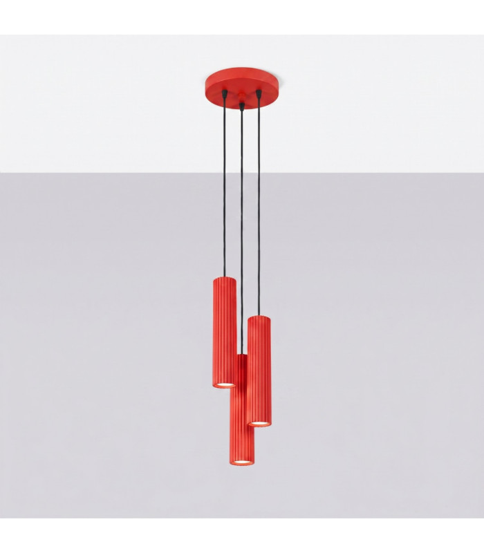 Karbon Cluster Pendant Ceiling Light Red 3x GU10-3