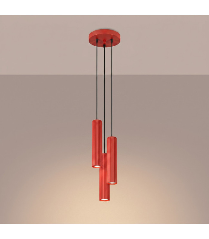 Karbon Cluster Pendant Ceiling Light Red 3x GU10-4