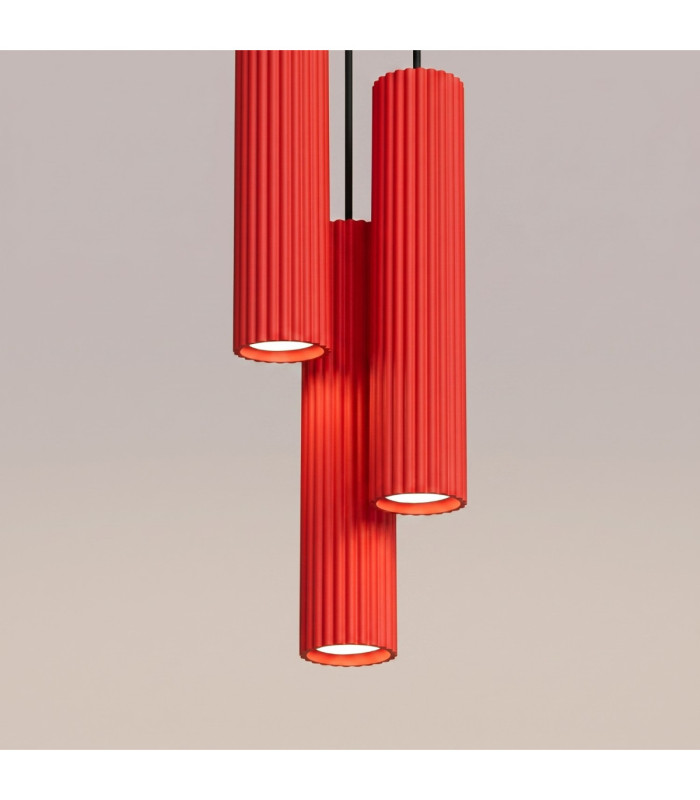 Karbon Cluster Pendant Ceiling Light Red 3x GU10-5