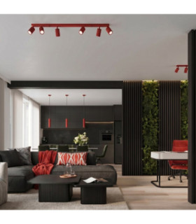 Karbon Ceiling Spotlight Bar Red 6x GU10-2