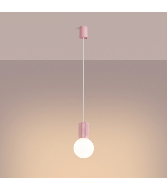 Halo Slim Pendant Ceiling Light Pink 1x G9-4