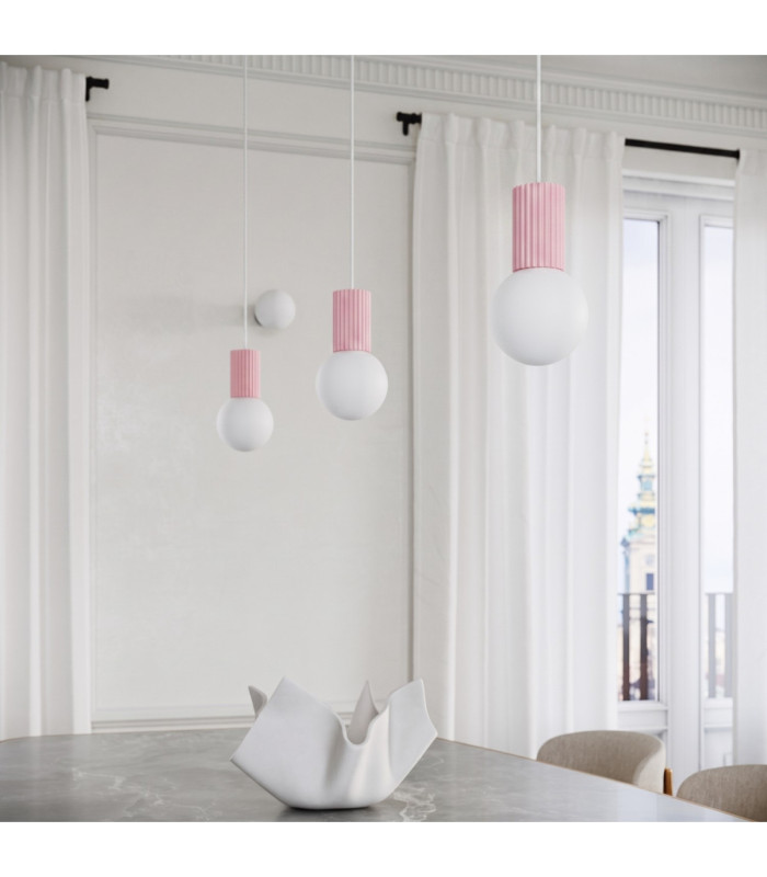 Halo Slim Pendant Ceiling Light Pink 1x G9-14