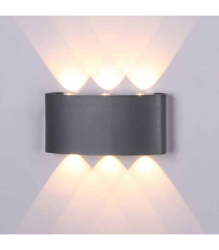 Flush Wall Lamp, 6W LED, 3000K, 450lm, IP54, Anthracite - 3