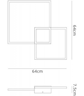 Flush Wall Lamp, 48W LED, 3000K, 3600lm, White - 2