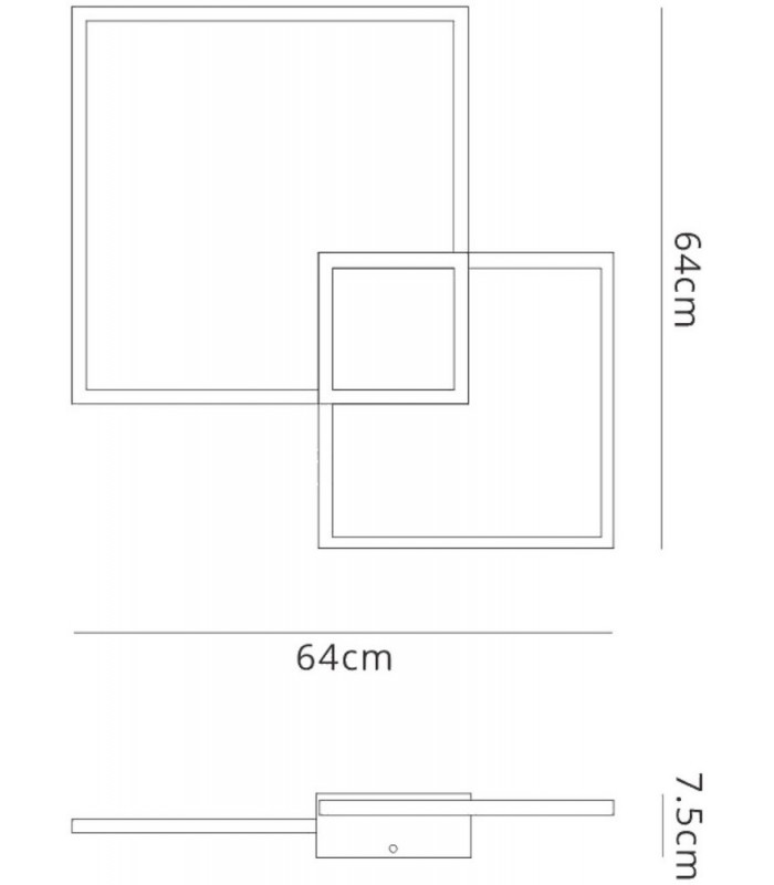 Flush Wall Lamp, 48W LED, 3000K, 3600lm, White - 2