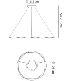Ceiling Pendant, 46W LED, 3000K, 3220lm, IP20, Sand White - 2