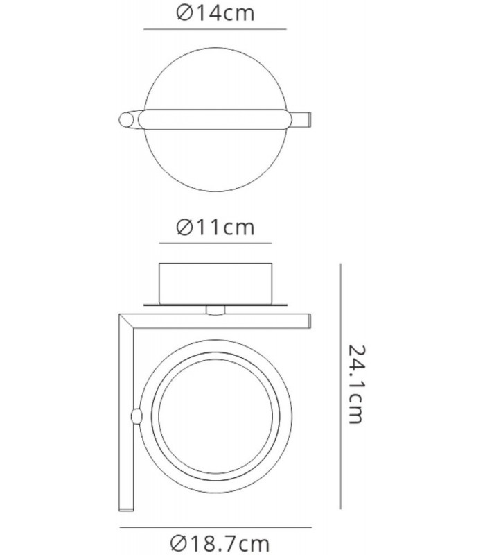 Wall Lamp, 8W LED, 3000K, 600lm, IP20, Satin Gold - 2
