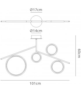 Ceiling, 42W LED, 3000K, 3150lm, IP20, Chrome - 2