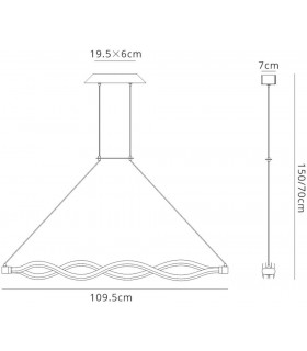 Ceiling Pendant, 40W LED, 3000K, 3000lm, IP20, Chrome - 2