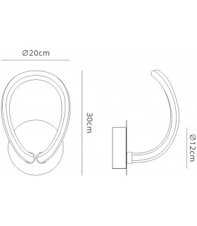 Switched Wall Lamp, 12W LED, 3000K, 900lm, IP20, Chrome - 2