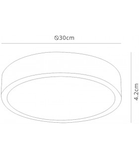 LED 30cm Round, Surface Mounted Downlight, 30W, 3000K, 2550lm, Matt White, Frosted Acrylic - 2