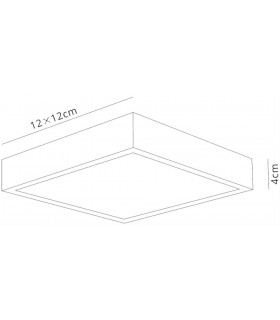 LED 12cm Square, Surface Mounted Downlight, 8W, 3000K, 680lm, Matt White, Frosted Acrylic - 2