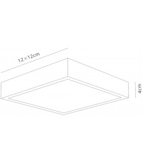 LED 12cm Square, Surface Mounted Downlight, 8W, 4000K, 720lm, Matt White, Frosted Acrylic - 2