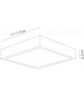 LED 17cm Square, Surface Mounted Downlight, 14W, 3000K, 1190lm, Matt White, Frosted Acrylic - 2