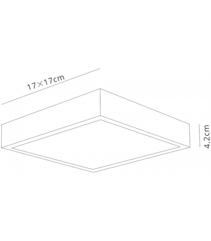 LED 17cm Square, Surface Mounted Downlight, 14W, 3000K, 1190lm, Matt White, Frosted Acrylic - 2