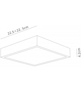 LED 22.5cm Square, Surface Mounted Downlight, 24W, 3000K, 2040lm, Matt White, Frosted Acrylic - 2