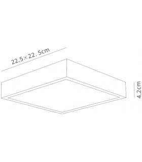 LED 22.5cm Square, Surface Mounted Downlight, 24W, 4000K, 2160lm, Matt White, Frosted Acrylic - 2