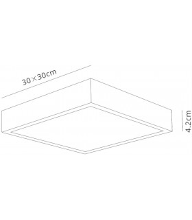 LED 30cm Square, Surface Mounted Downlight, 30W, 3000K, 2550lm, Matt White, Frosted Acrylic - 2