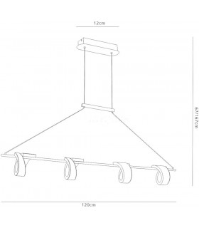 4 Light Ceiling Pendant, 48W LED, 3000K, 3600lm, Sand White - 2