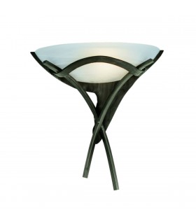 1 Light Indoor Wall Uplighter Brown with Alabaster Glass, E27 - 1