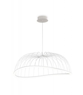 Caged Ceiling Pendant 81cm Round, 40W LED, 3000K, 2800lm, White - 1
