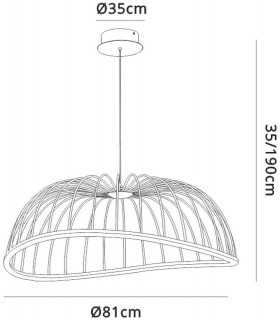 Caged Ceiling Pendant 81cm Round, 40W LED, 3000K, 2800lm, White - 2