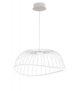 Caged Ceiling Pendant 61cm Round, 30W LED, 3000K, 2100lm, White - 1