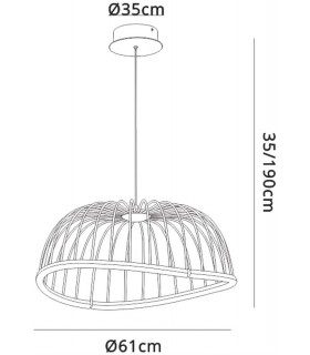 Caged Ceiling Pendant 61cm Round, 30W LED, 3000K, 2100lm, White - 2