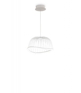 Caged Ceiling Pendant 41cm Round, 20W LED, 3000K, 1400lm, White - 1