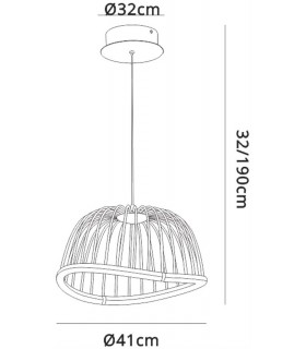 Caged Ceiling Pendant 41cm Round, 20W LED, 3000K, 1400lm, White - 2