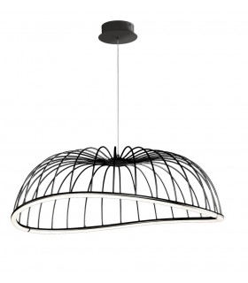 Caged Ceiling Pendant 81cm Round, 40W LED, 3000K, 2800lm, Black - 1