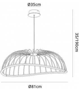 Caged Ceiling Pendant 81cm Round, 40W LED, 3000K, 2800lm, Black - 2